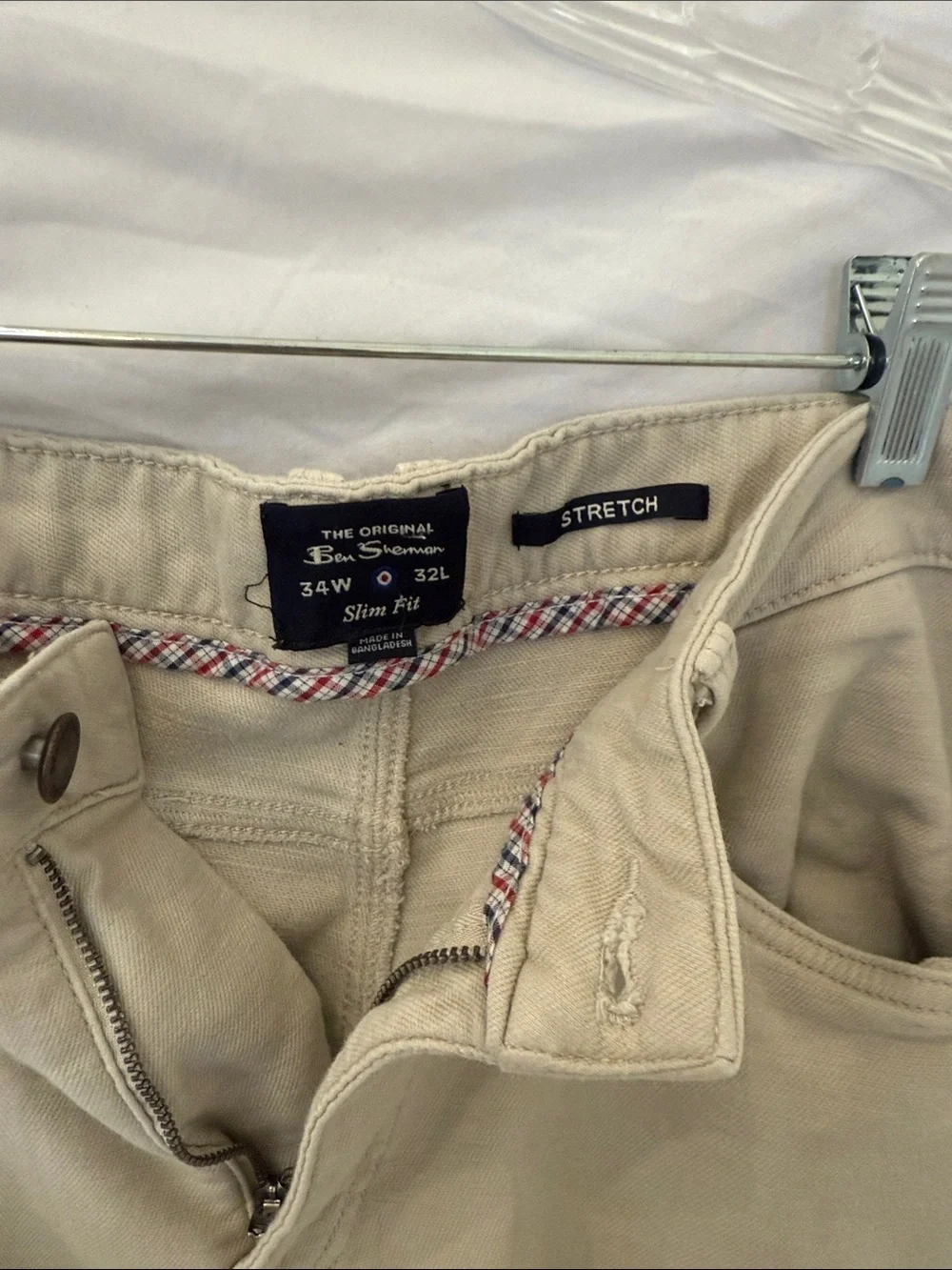Ben Sherman Slim Fit Stretch Pants 34x32 Sand Khaki